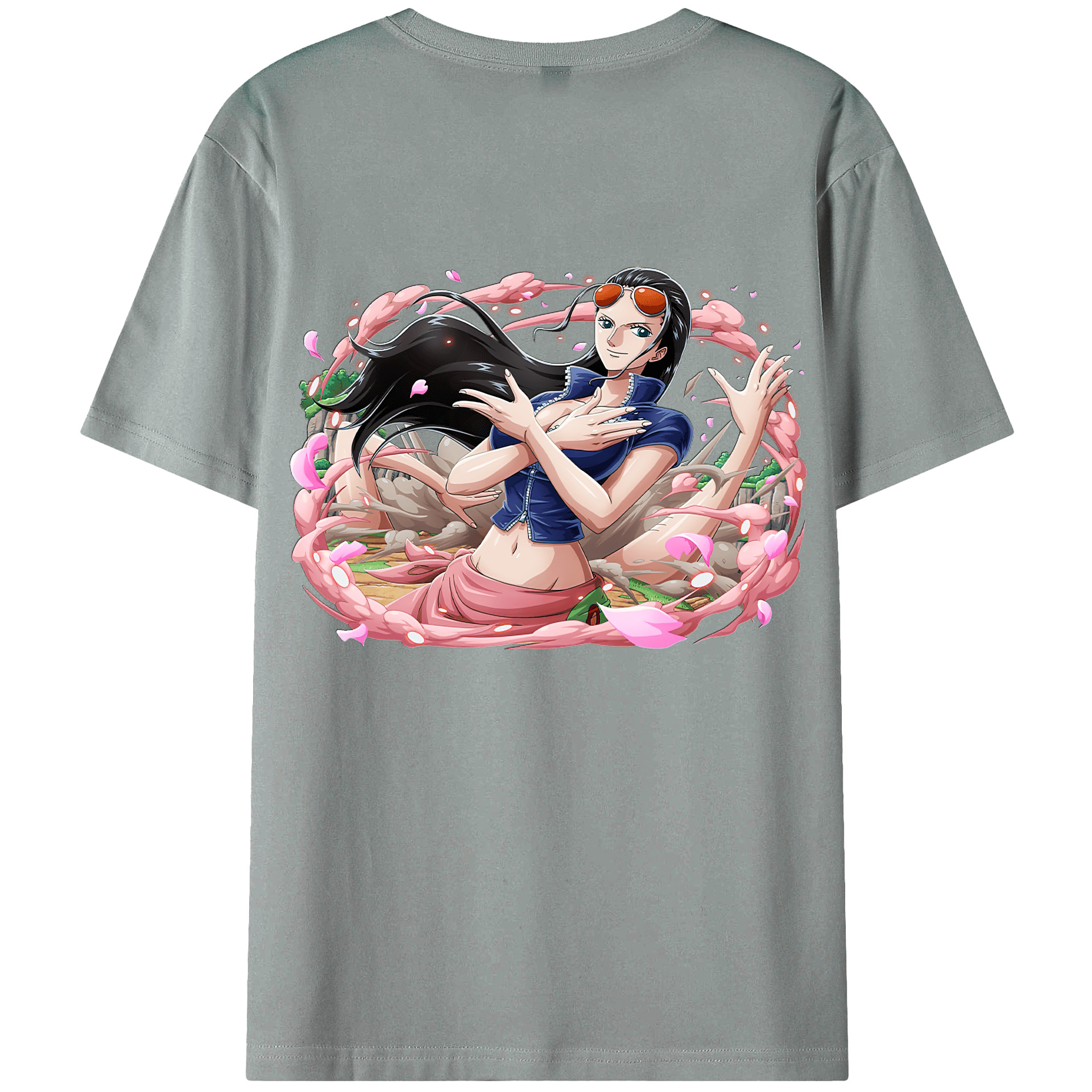 ワンピース ニコ・ロビン ONE PIECE Nico Robin 綿100％ メンズ半袖Tシャツ（バックプリント） 通気性